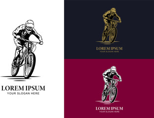 biker bike man logo design