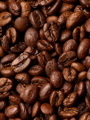 Close up of roasted coffee beans created with Generative AI