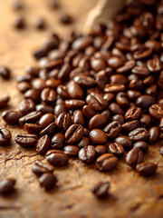 Close up of roasted coffee beans created with Generative AI