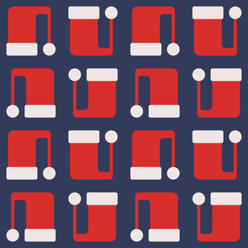 Seamless pattern with geometric Santa hats