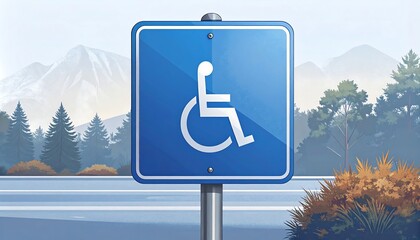 Accessible Parking Sign in Mountainous Landscape