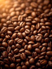 Close up of roasted coffee beans created with Generative AI