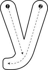 Dotted lines of English letters. For writing practice. For creating learning materials. Transparent background. Ready to use.