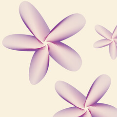 Purple abstract flower shapes on a cream background