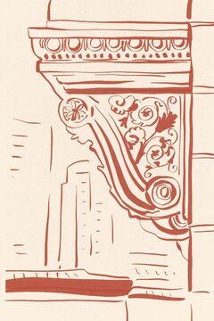 Architectural sketch classical column with stucco detail
