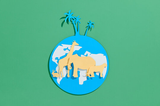 Earth day ecology background, have trees and wild animal