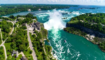 Panoramic aerial view of Niagara Falls