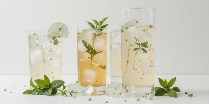 Refreshing Long Drinks  Simple yet elegant composition of ice tea with fresh mint