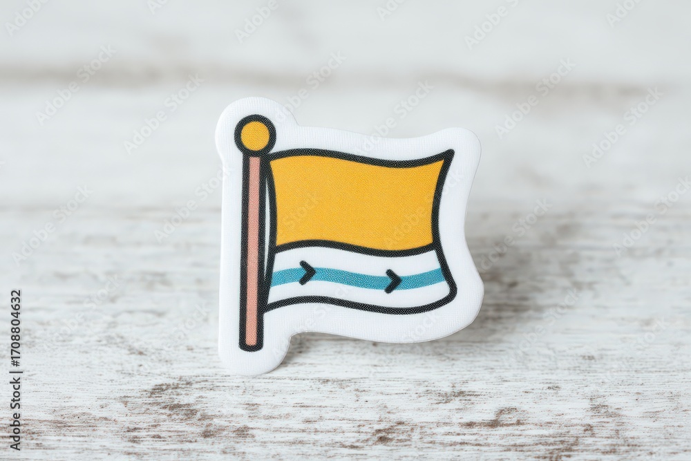 Aufkleber Bright yellow flag icon symbolizing communication and guidance with artistic flair in a minimalistic style showcasing modern design principles captured with clarity