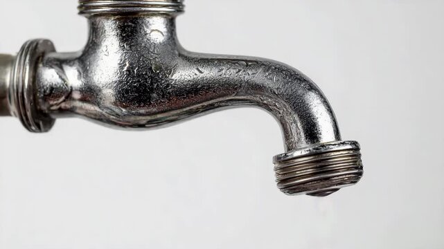Water drips slowly from a vintage faucet showing the beauty of simple moments at home