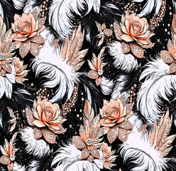 Abstract seamless pattern. abstract floral and geometric print pattern for textile design and fabrics.