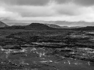 lava fields and volcanism on Reykjanes Peninsula in Iceland