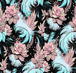 Abstract seamless pattern. abstract floral and geometric print pattern for textile design and fabrics.