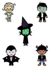 set of funny cartoon halloween