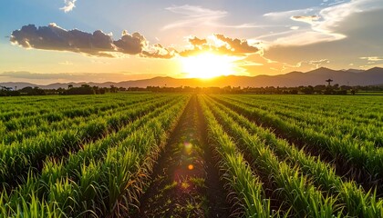 Sugarcane field at sunset (1)