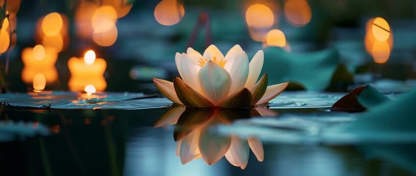 Lotus flower pond evening light