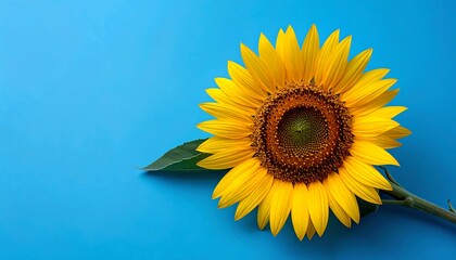 Vibrant Yellow Sunflower on Bright Blue Background
