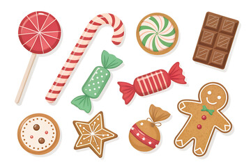 Christmas Sweets Assortment Candy Cane, Gingerbread Man, and Treats