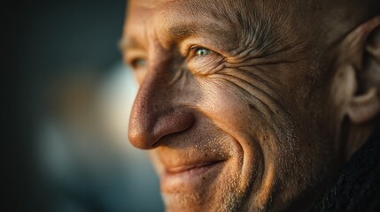 Close-up portrait of an elder man with a serene facial expression