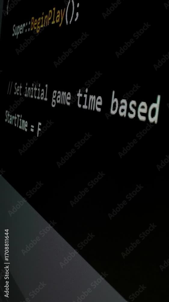 Poster closeup macro shot movement of coding script moving across led screen with real-time ai-generated ty