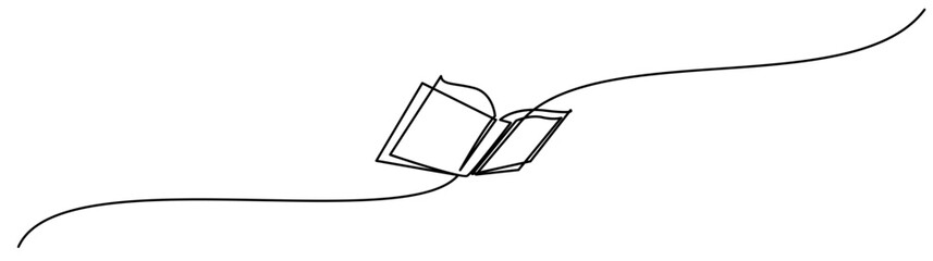 Minimalist Book Line Art on Wavy Line