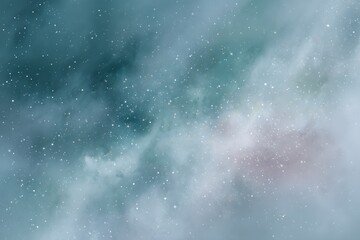 Obraz premium Blue sky with a lot of white clouds and many small white specks