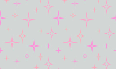 Seamless pattern with pink shining stars on grey background. Good night children's, trendy modern girly pajamas print.
