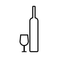 Bottle and glass outline icon vector illustration, wine, water logo 