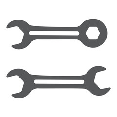Collection of industrial pipe wrench and spanner tool icons in silhouette