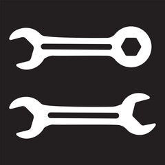 Collection of industrial pipe wrench and spanner tool icons in silhouette