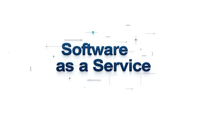 Modern 3D text "Software as a Service" with abstract digital elements on a clean white background, perfect for tech presentations.