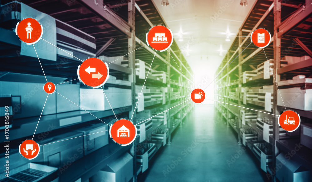 Poster smart warehouse management system with innovative internet of things technology to identify package 