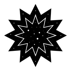 Abstract black starburst explosion with white dots on a white background