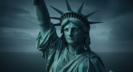 Obraz premium Artistic vision of Liberty in despair representing America’s pain.