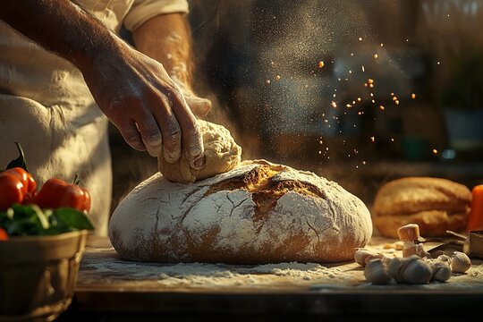 Home baker making fresh bread