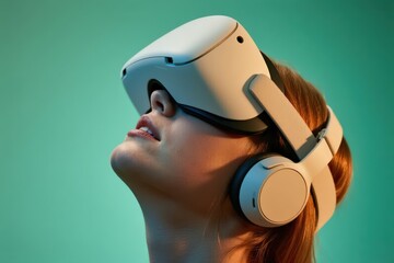 Girl experiencing virtual reality headset