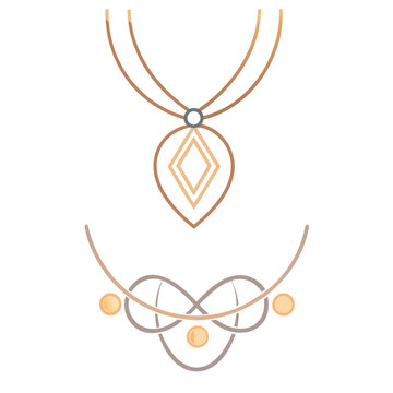 gold necklace pendants design on white clip art preview