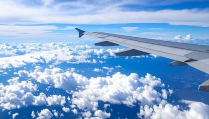 Obraz premium Airplane wing over a vast cloud field