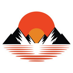 Beautiful sunset reflected in water isolated in vector illustration, glowing natural landscape perfect for summer themes and background designs