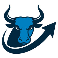 Bull symbol for stock market vector illustration. Ideal for finance, investing, trading, business content, and financial themed designs and projects.