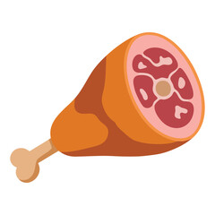 Cartoon ham flat icon vector illustration suitable for food product packaging grocery advertising cooking designs and meat industry visuals