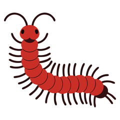 Centipede insect over white background flat style icon vector illustration. Perfect for insects, bug, nature, wildlife, and biology themed designs.