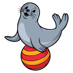 Circus seal isolated vector illustration design ideal for entertainment posters marine themes circus events visuals and children cartoon artwork
