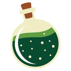 Colored alchemy potion flask vial vector illustration perfect for fantasy visuals magical themes game design projects and mystical potion artwork