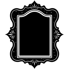Ornate black decorative frame with elegant curves and floral accents on a white background