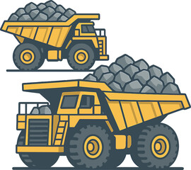 Obraz premium Dump trucks used in mining transport platinum ore to processing