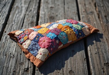 Patchwork on Barn Wood  Vibrant Colors and Weathered Textures in Direct Sunlight