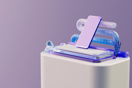  3D minimal smartphone mockup with modern abstract shapes