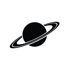 Simple silhouette of planet saturn with rings vector graphic for space and science themes silhouette