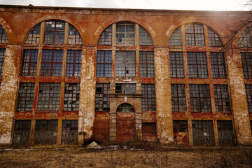 Large old red brick industrial building